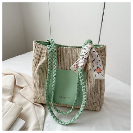 2025 Summer Popular Bags for Women, Woven Large-Capacity Tote Shoulder Bag, Fresh and Simple Handbag, Simple and Fashionable