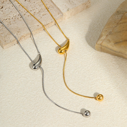 Cross-Border Titanium Steel Snake Bone Chain Non-Fading Stainless Steel Necklace Plated with 18K Gold Light Luxury Design Long Y-Shaped Chain Wholesale