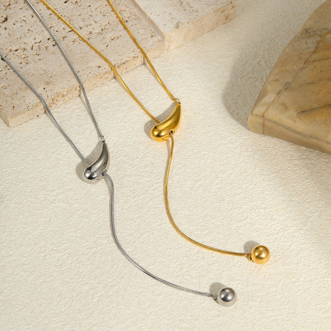 Cross-Border Titanium Steel Snake Bone Chain Non-Fading Stainless Steel Necklace Plated with 18K Gold Light Luxury Design Long Y-Shaped Chain Wholesale