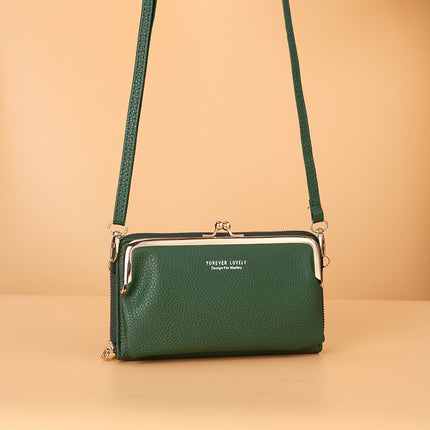 Factory wholesale horizontal mobile phone bag female litchi pattern Small Satchel sweet Joker multi-purpose coin purse mini bag
