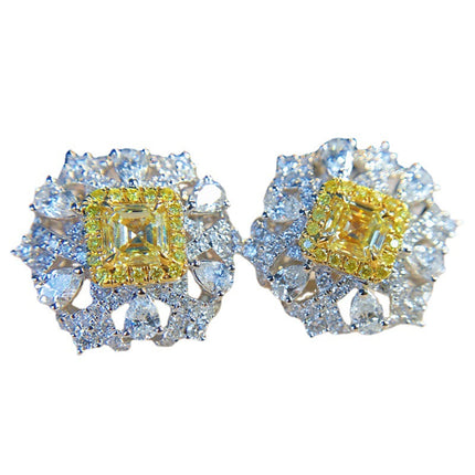 Amazon Hot Sale New Korean-style Yellow Zircon Earrings Light Luxury All-match Niche Ins Style Advanced Design e6528