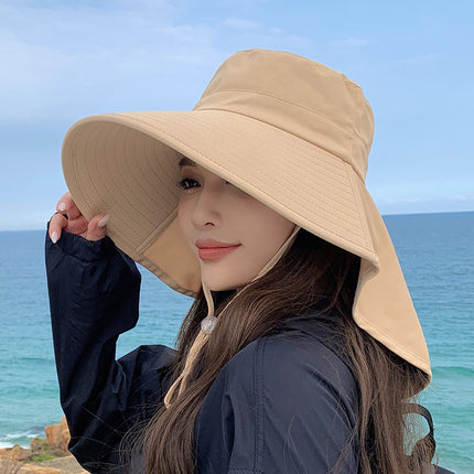 Women's Summer Brim Shawl Hat Thin Cycling Fisherman Hat Women's Face Covering Neck Protection Sun Protection Hat Anti-Uv Breathable Hat