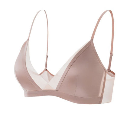 Guolan Luxury French Silk Satin Bra Without Steel Rings Thin Small Breasts Silk Glosse Underwear Breathable Skin-Friendly