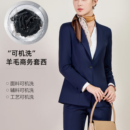 Wool Suit Jacket Women's Spring and Autumn High Sense Fashion Commuter Interview Host Professional Dress Suit Machine Washable