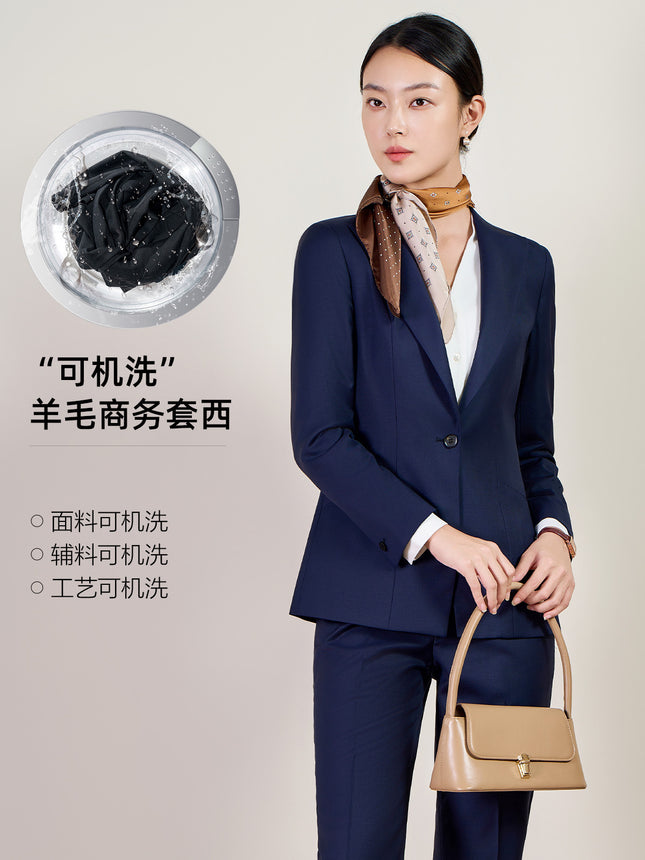 Wool Suit Jacket Women's Spring and Autumn High Sense Fashion Commuter Interview Host Professional Dress Suit Machine Washable