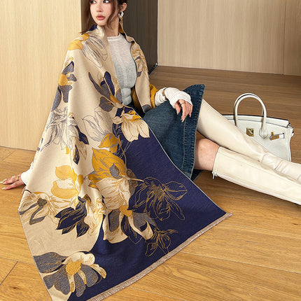 New elegant light luxury jacquard cashmere scarf women's high-grade artistic autumn and winter warm scarf thickened shawl