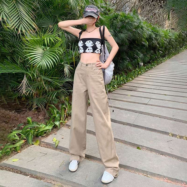 City Stroll Wide-Leg White Denim Cropped Pants Extended Length Dropshipping
