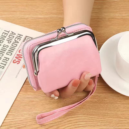 Ready Supply Factory Cross-Border Supply Women's Buckle Coin Purse 4inch Zipper Clip Bag Clutch Bag Retro Bag