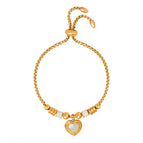 E463-Gold White Seashells Bracelet