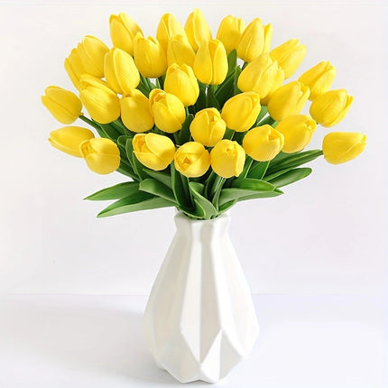 High-End Pu Tulip Artificial Flowers Cross-Border Exclusive for Home and Hotel Wedding Photography Props Feel Artificial Flowers Wholesale