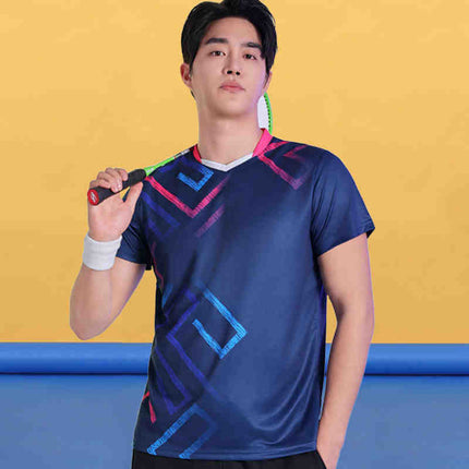 Badminton Clothing Top Men's Short-sleeved Quick-drying Women's Air Volleyball Competition Clothing Training Table Tennis Team Clothing Printing Summer