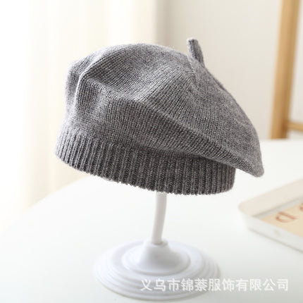 Spring and Autumn Korean Style Baby Boy and Girl Candy Color All-match Knitted Beret Children's Western Style Casual Wool Hat Paintler Hat