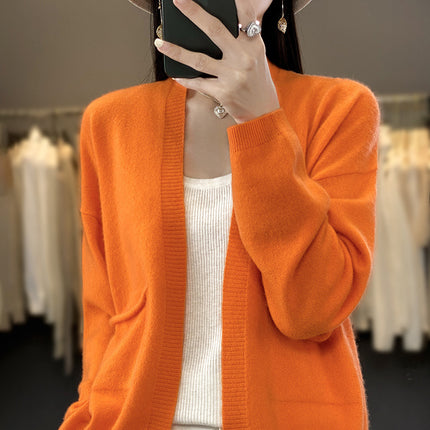Solid Color Cardigan Women's Loose Knitwear Spring & Fall New Versatile Outwear Short Shawl Long-sleeved Slim Outer Top
