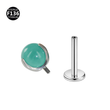 F-136 Titanium 1.0/1.2 Thick Natural Stone Lip Ring Earrings Lip Studs Ear Studs Tragus Body Piercing Jewelry Wholesale