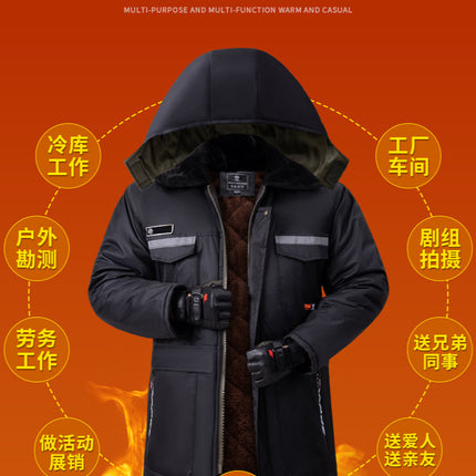 Winter Cold-Proof Cotton Coat, Labor Protection Cotton Jacket, Fleece-Lined and Thickeneded Construction Site Cold Storage Cotton Jacket, Thickeneded Warm Work Clothes, Cotton Jacket
