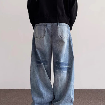 Jeans Men's Spring and Autumn New American Style Retro Mop Pants Loose Straight High Street Trendy Brand All-match Casual Pants