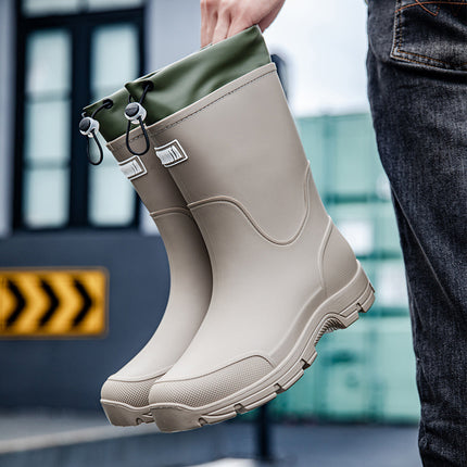 Cross-Border Fashion Couple Rain Boots Men's Outdoor Waterproof Fishing Shoes Men's Thick-Soled Non-Slip Kitchen Rubber Shoes Waterproof Car Wash Shoes