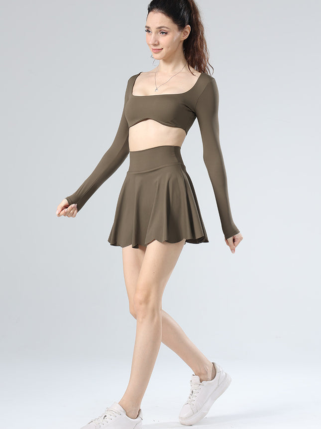 Yoga clothing lulu lace spring and summer new foreign trade cross-border comfortable fitness women's pants skirt sports tennis skirt anti-light