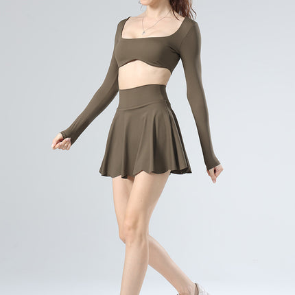 Yoga clothing lulu lace spring and summer new foreign trade cross-border comfortable fitness women's pants skirt sports tennis skirt anti-light
