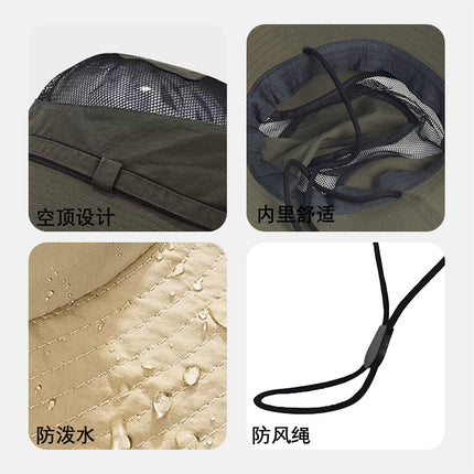 Summer Mesh Breathable Sun Protection Hat for Men and Women Outdoor Hiking Fishing Camping Style Mountaineering Hat Large Brim Western Cowboy Hat