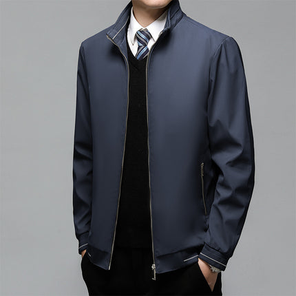 Spring 2025 New Business Middle-aged Casual Jacket Coat Men's Dad Top Middle-aged Baseball Tie Clip
