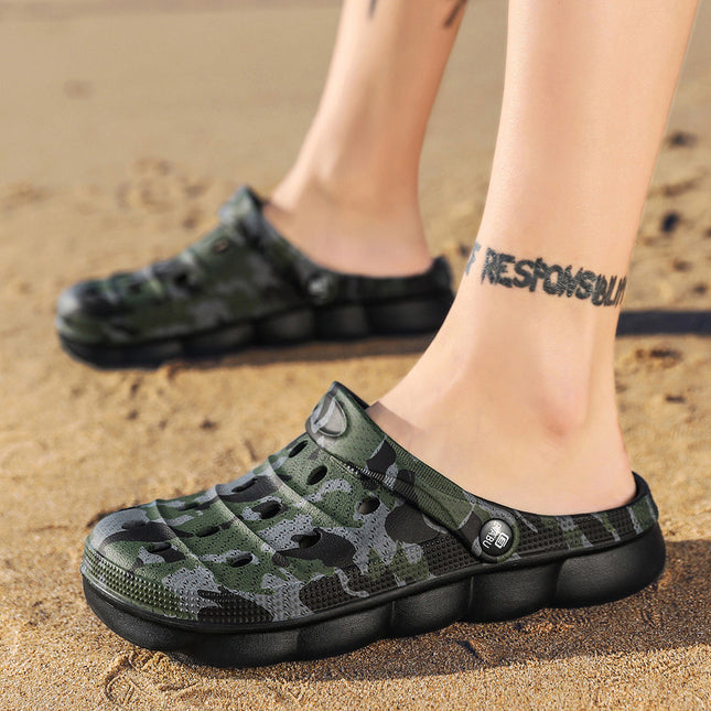 Couple's Cave Shoes Outdoor Non-slip Thick-soled Men's Beach Shoes Summer Outdoor Camouflage Two-Wearing Soft-soled Baotou Slippers