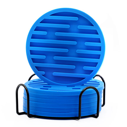 Silicone Coaster 10cm Round Heat Insulation Mat Marble Coffee Coaster Mat Anti-Perm Mat Set Storage Striped Drain
