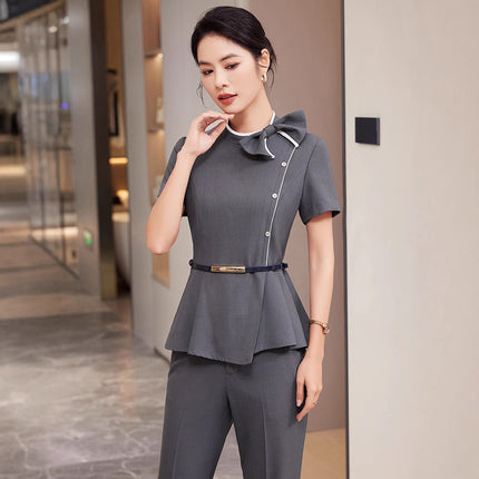 Xiao Xiang Style Summer Fashion Women's Clothing Professional suit Dress High-end Sense Reception Beauty Salon Front Desk Work Clothes