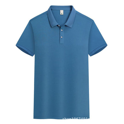 High-Quality Ice Silk Short-Sleeved Polo Shirt with Custom Printed Logo, Summer Breathable Lapel Quick-Drying Work Clothes, Work Clothes Printing