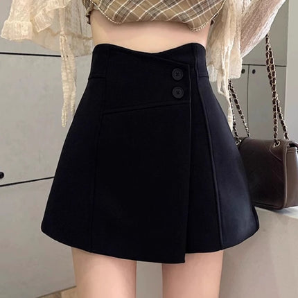 Shorts Women's 2024 Spring New Wide Leg Pants Korean Style High Waist Slimming A- shaped Pants Design Sense Casual Pants Skirt
