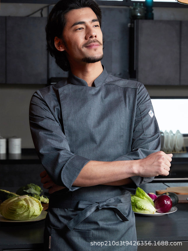 Tesmei's New Chef Work Clothes Long-Sleeved Men's Four-Season Hotel Western Restaurant Baking and Pastry Clothing Professional Short-Sleeved