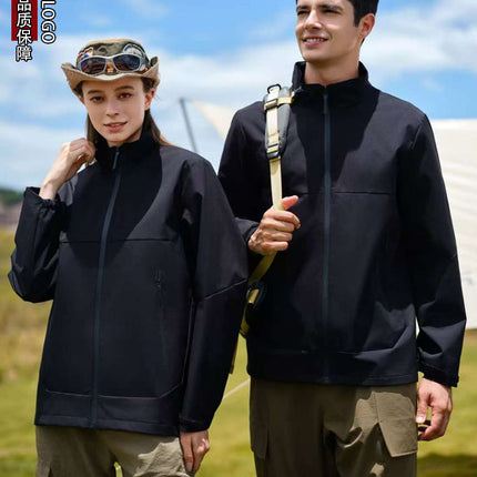 Thin stand collar green charge clothing spring and autumn high-end fashion outdoor leisure coat mountaineering clothing printing logo