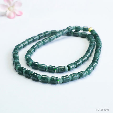 Guan Yu Natural Jade Bead Chain A-Grade Jadeite Blue Water Bucket Bead Necklace Hanging Chain Live Wholesale Dropshipping S4080305