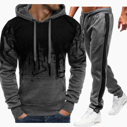 Spring and Autumn New Men's European and American Cross-border Casual Printed Sweater Long Sleeve Hoodie Hoodie Sweatshirt Jacket suit