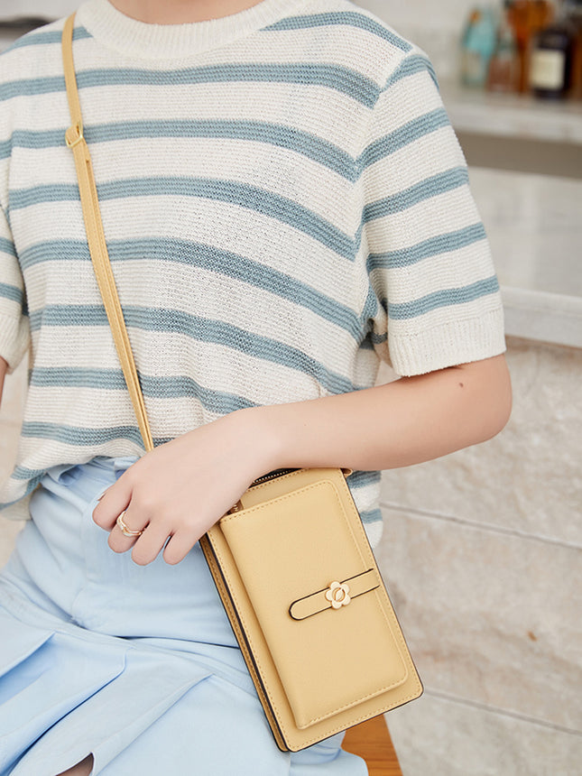 Women's Touch Screen Mobile Phone Bag Spring New Small Fresh Vertical Cross-Body Bag Multi-Functional Pu Soft Leather Buckle Small Square Bag