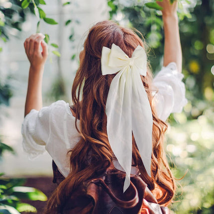 Yang Zi's Same Style Large Retro Ribbon Bow Hairpin for the Back of the Head, Super Fairy Elegant Hairpin Spring Clip Hair Accessory