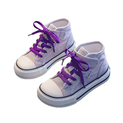 Children's Shoes Mango Head High-Top Canvas Shoes Spring and Autumn Casual Board Shoes for Boys and Girls Soft Sole Baby Cloth Shoes