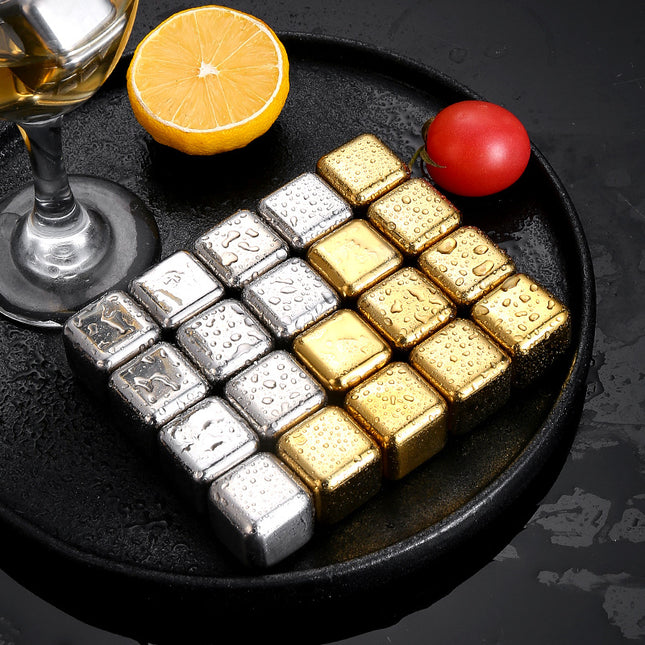 304 Food Grade Stainless Steel Ice Cube Quick-Frozen Ice Tartar Set Bar Whiskey Iced Red Wine Metal Ice Cubes