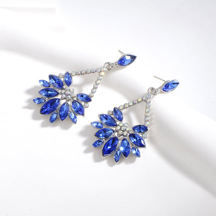 Cross-border European and American fashion earrings exaggerated net red alloy diamond flower earrings girls simple super fairy earrings wholesale