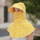 Yellow floral-sun hat / Free size
