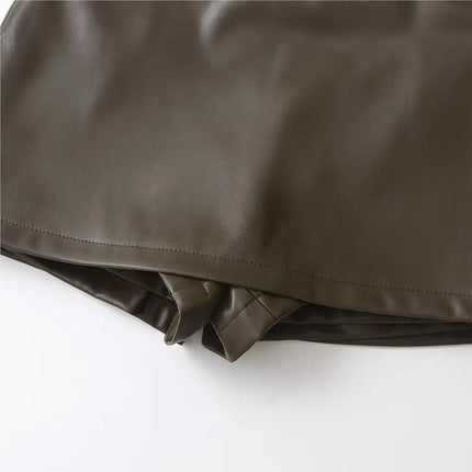2025 New Cross-Border Dropshipping Black Mini Skirt Elegant Korean Fashion Leather Skirt Cross-Border Dropshipping
