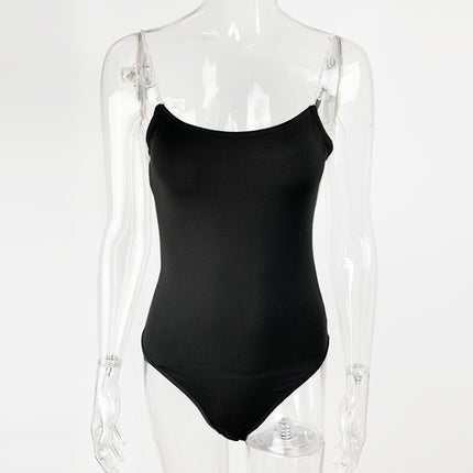 European and American Fashion Women's 2023 Summer Cross-border New Diamond Chain Sexy Strap Bodysuit