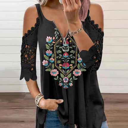 2025 Cross-Border New European and American Export Tops with Suspenders, Cut Out Lace Sleeves, Knitted Amazon Popular T-Shirts for Women