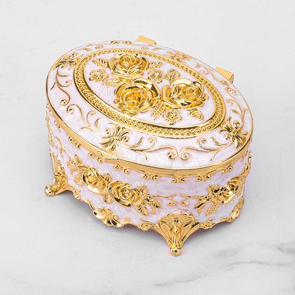 European retro metal jewelry box princess jewelry box exquisite enamel ladies necklace jewelry storage box wholesale