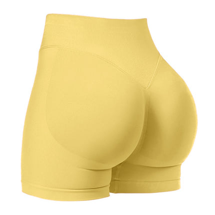 Dfy High-Elastic Matte Nylon Three-Section Waist Pleated Butt-Lifting Seamless Low-Waist Three-Point Fitness Yoga Shorts