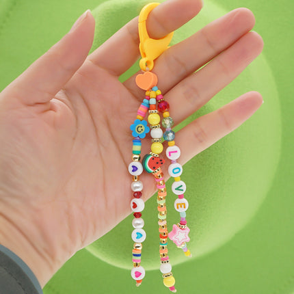 Factory direct supply handmade beaded mobile phone lanyard bluetooth speaker lanyard flashlight fan selfie stick U disk sling