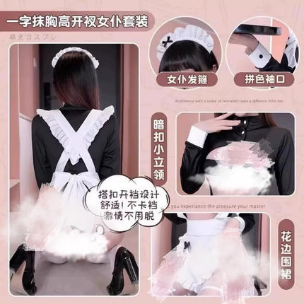 Two-Dimensional Maid Intimates Cute Cos Uniform Suit Maid Pure Desire Nightgown Lolita Sexy Jumpsuit Qq