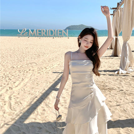 2025 Summer New High-end Sense Niche Light Luxury Sling dress Long Adult Ceremony Slim-fit Birthday Dress
