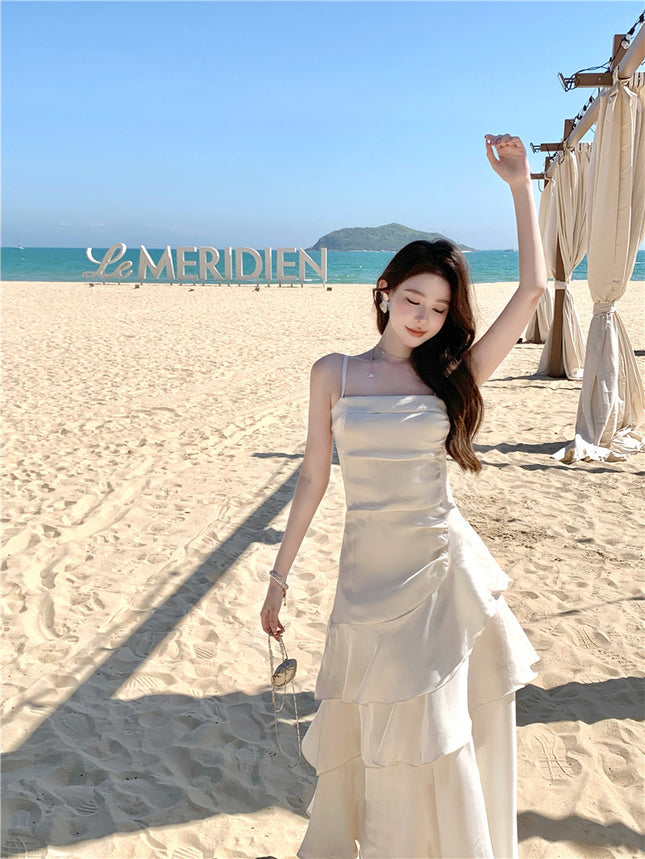 2025 Summer New High-end Sense Niche Light Luxury Sling dress Long Adult Ceremony Slim-fit Birthday Dress