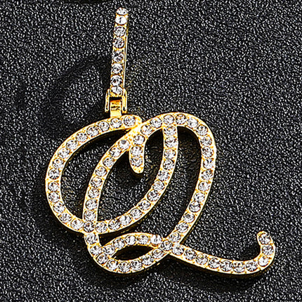 Foreign trade popular products full diamond hip hop jewelry grass letter pendant melon seed buckle Cuban chain accessories Amazon exclusive